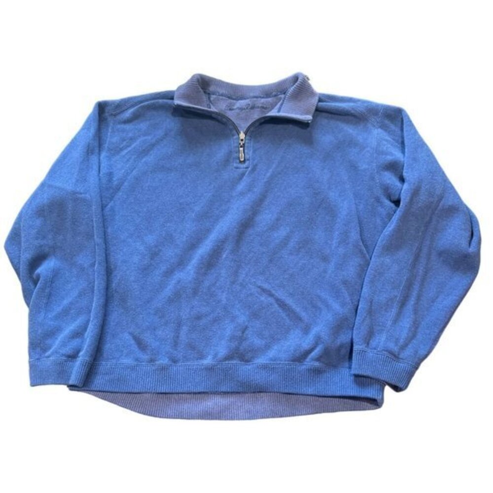 Tommy Bahama Blue Quarter Zip Pullover Sweater Mens Large‎ Classic Fit |N1